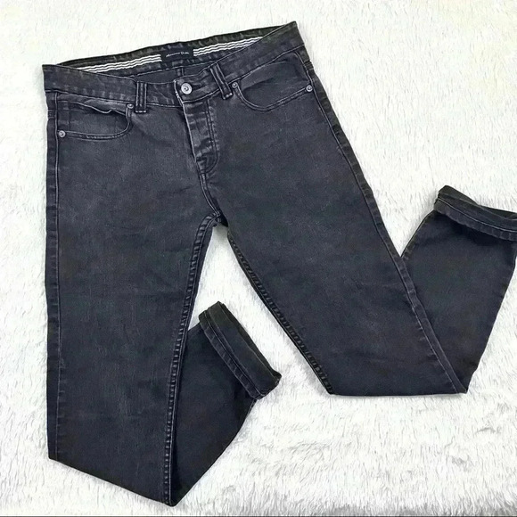 Massimo Dutti Faded Black Midrise Button Fly Skinny Jeans - Picture 1 of 14